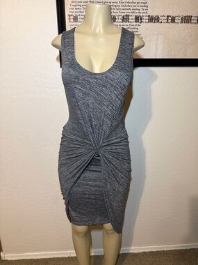 The Vanity Room Heather Gray Twist-Knot Scoop Mini Dress